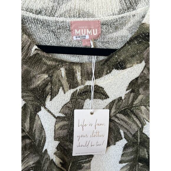 Show Me Your Mumu Woodsy Sweater Majestic Palm Knit Print Size Large, Oversized - Picture 4 of 6